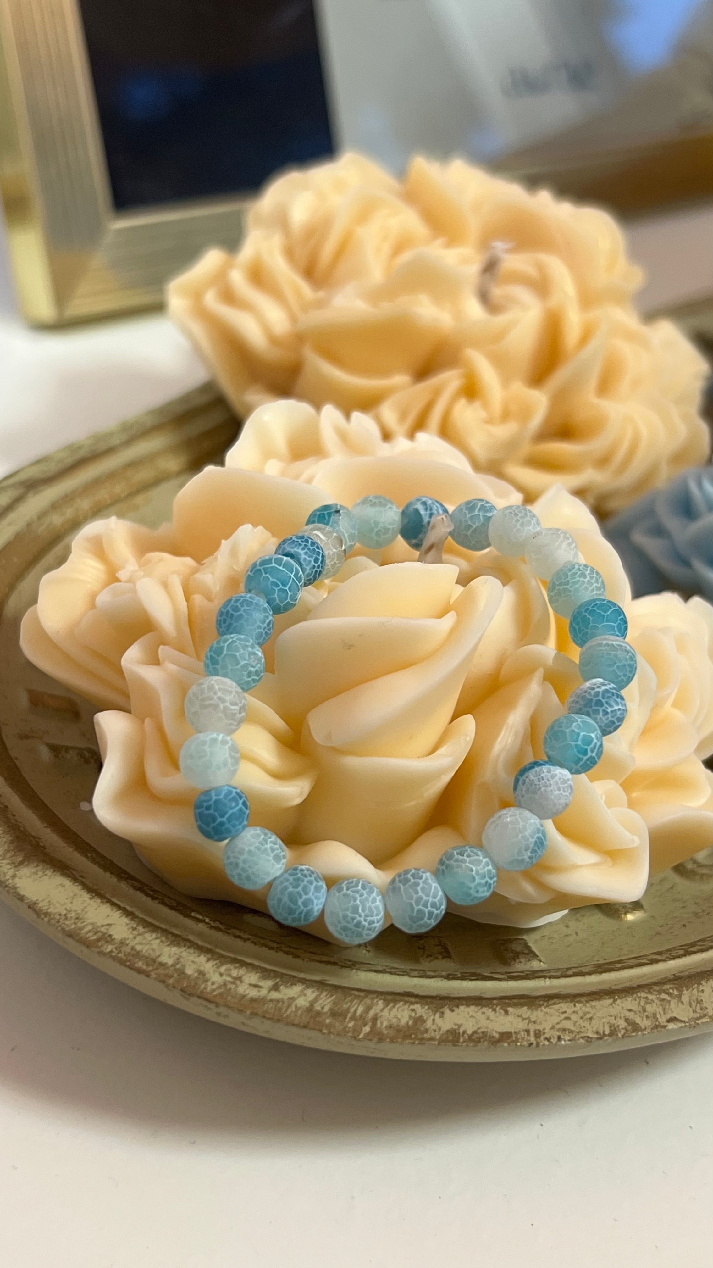 Pulseira Ágata Craquelada Azul